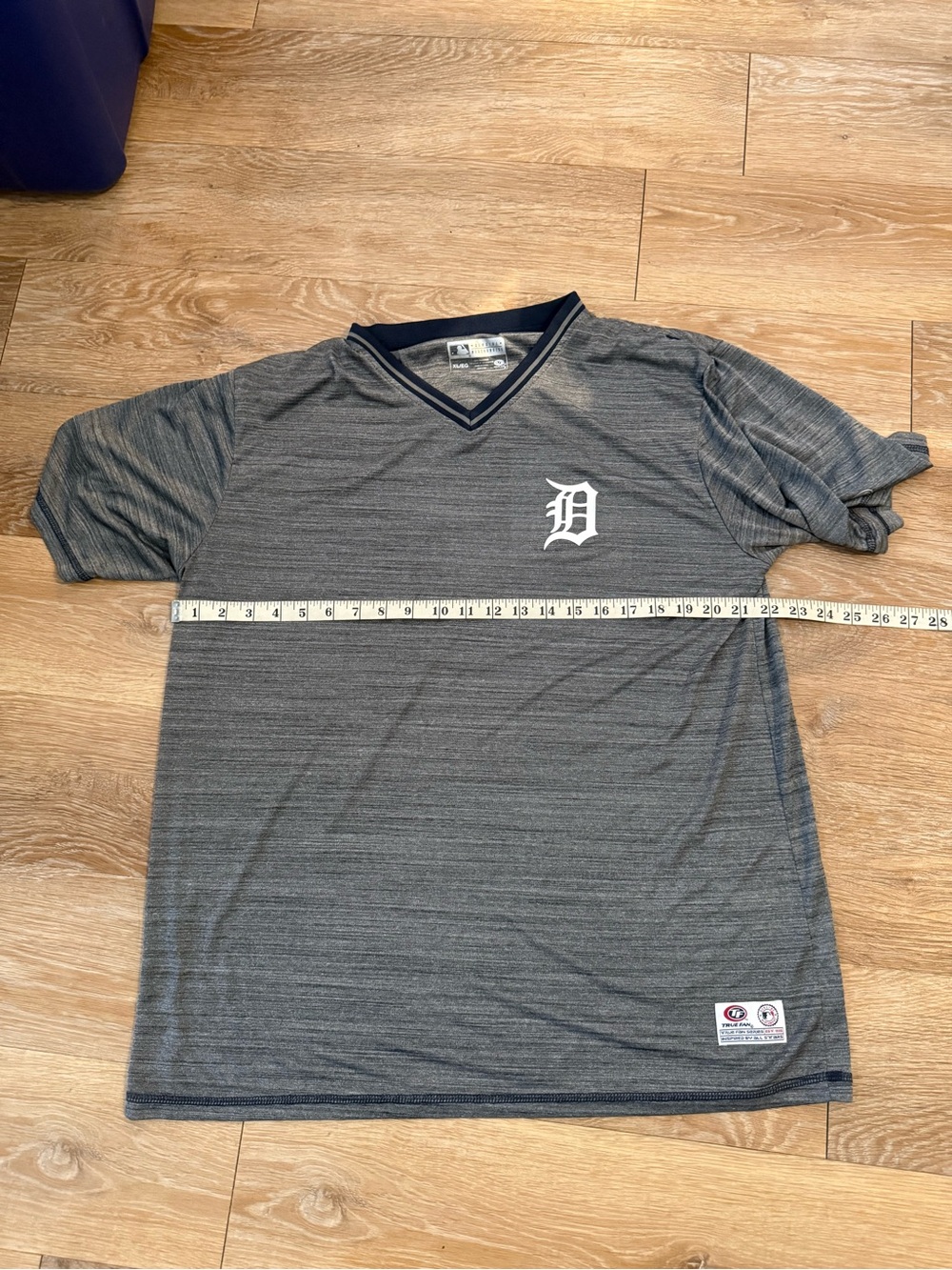 Detroit Tigers True Fan Grey Athletic Tee with Navy Stitching